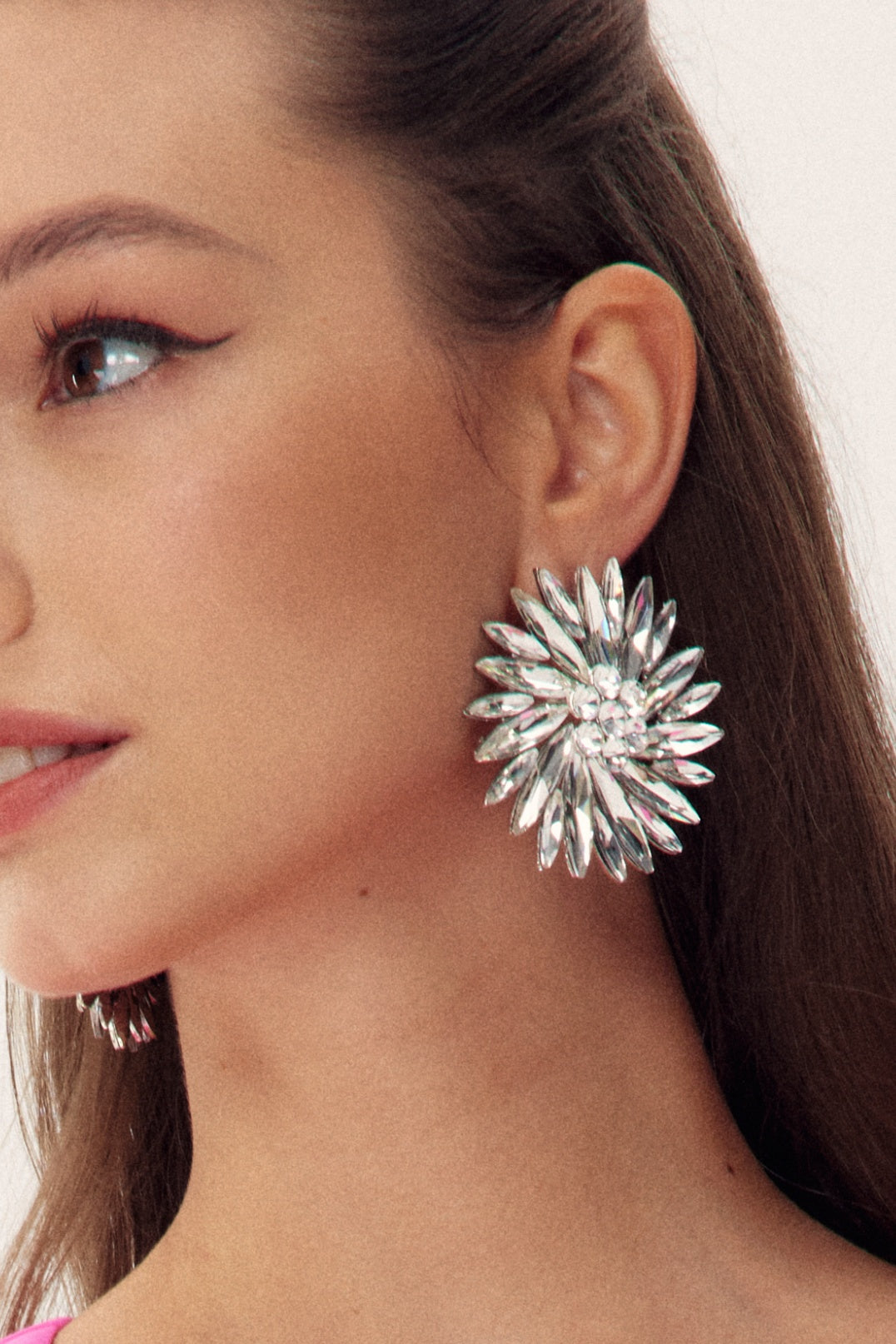 Geometric Flower Circular Diamante Earrings