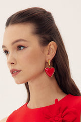 Vintage Red Heart Drop Earrings