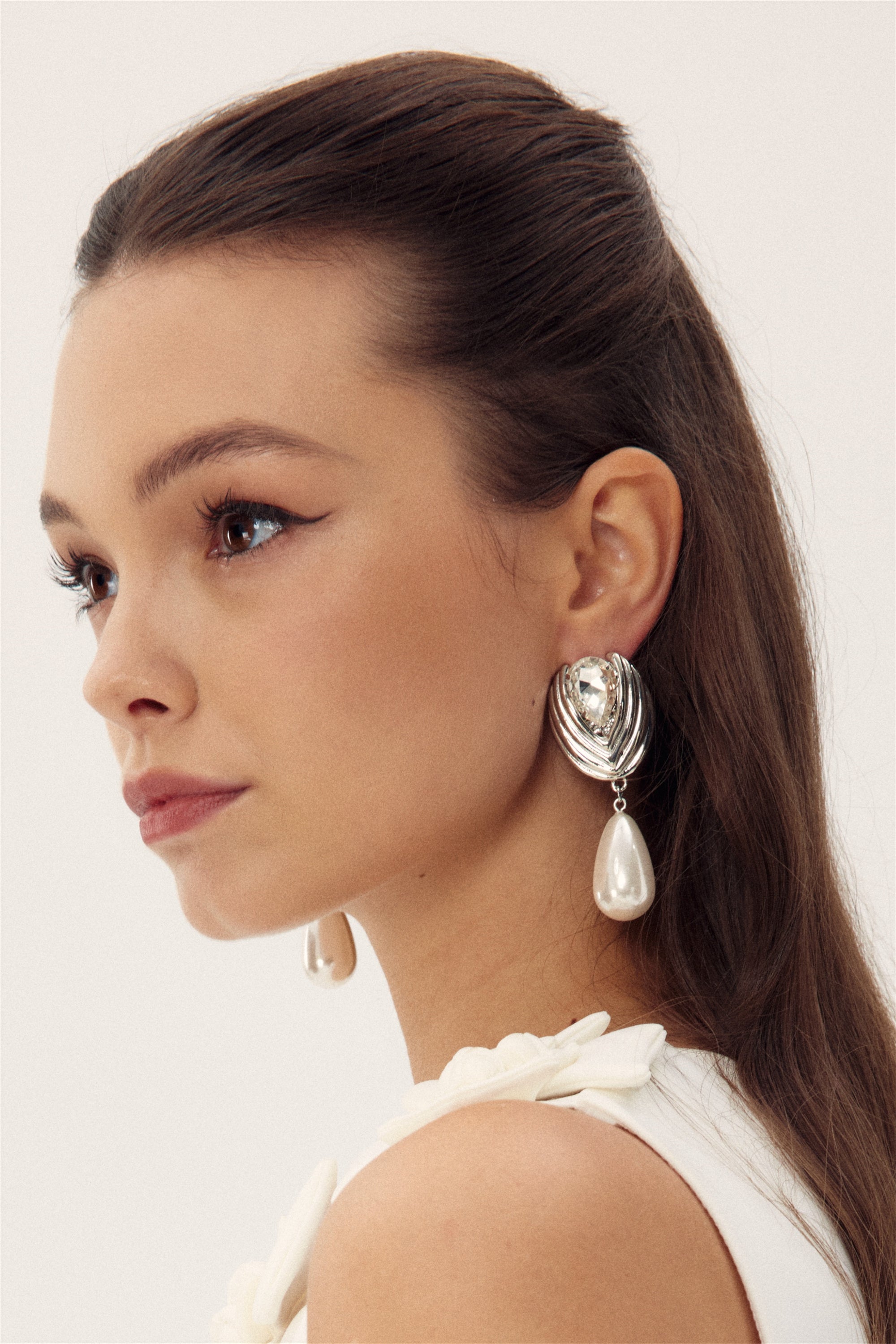 Crystal-embellished Pearl Earrings