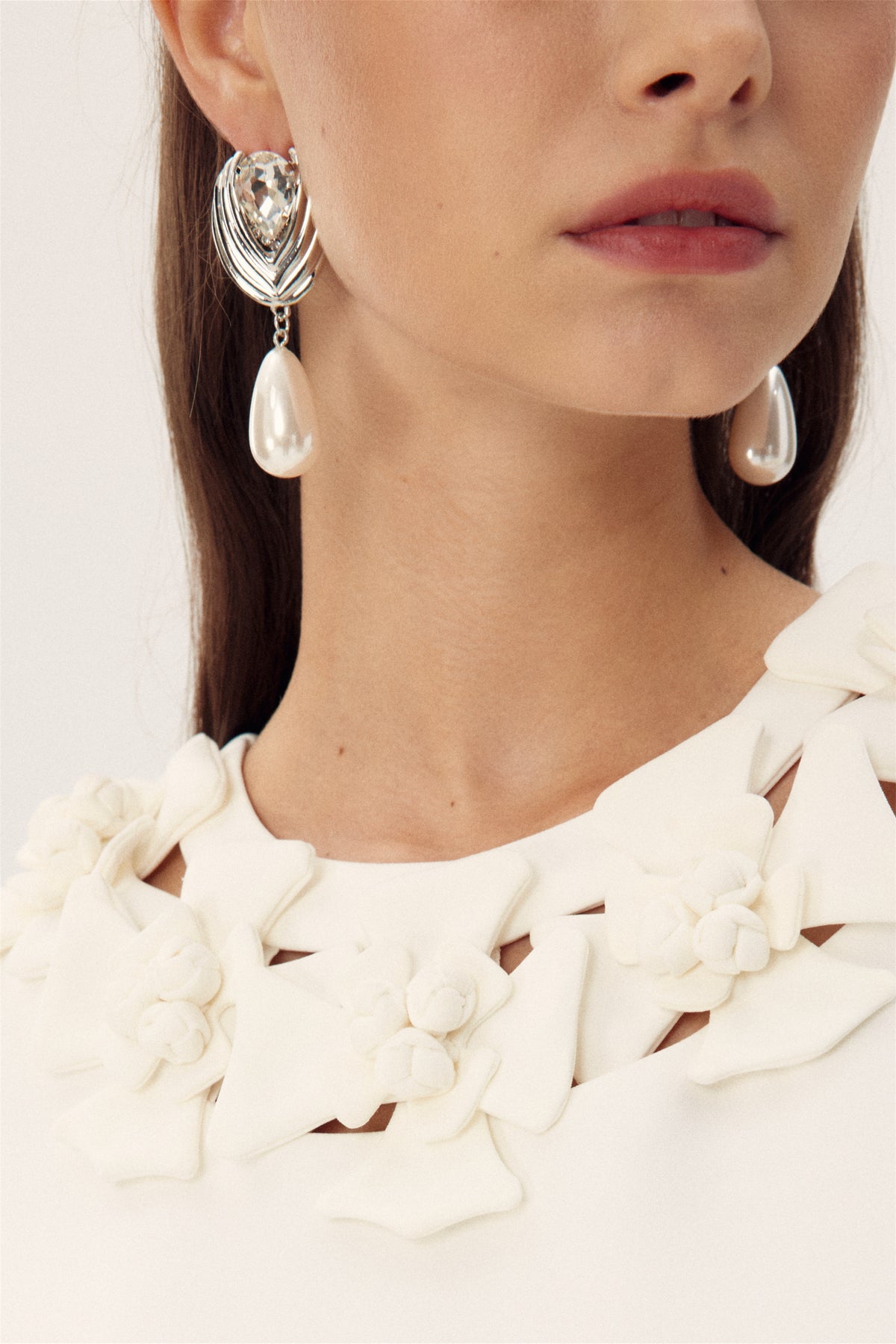 Crystal-embellished Pearl Earrings