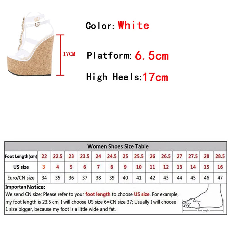 2024 New Arrival Fashion Crystal Diamond Wedges Sandals – Summer Open Toe Platform High Heels Dress Transparent Shoes for Women