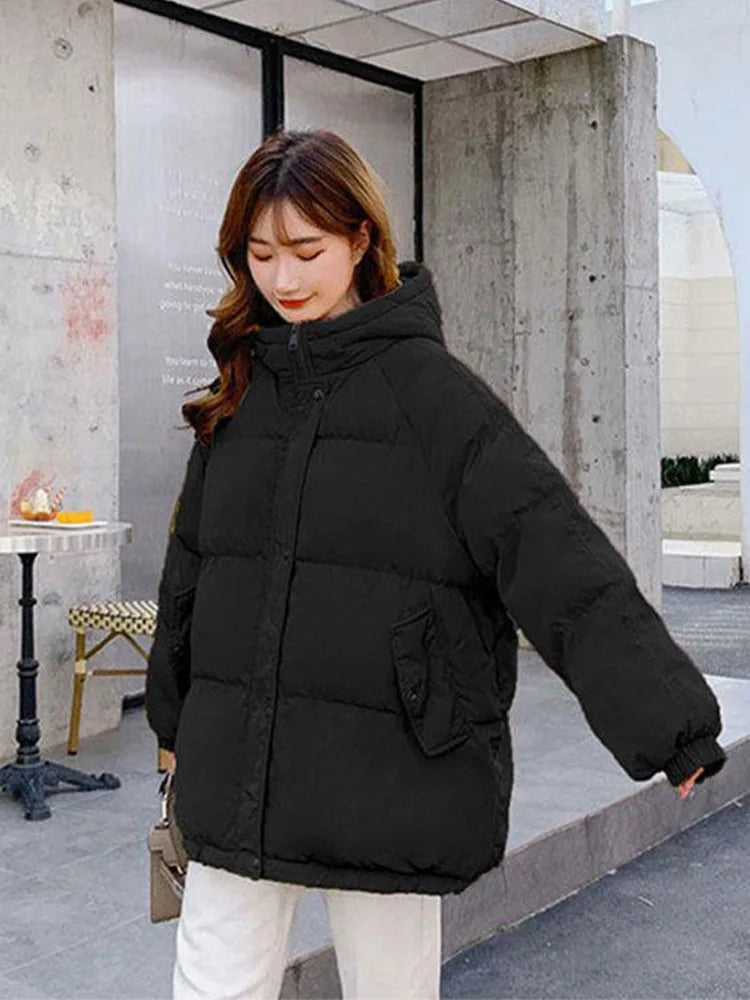 2024 New Women Short Jacket Winter Parkas Thick Hooded Cotton Padded Jackets Coats Female Loose Puffer Parkas Outwear