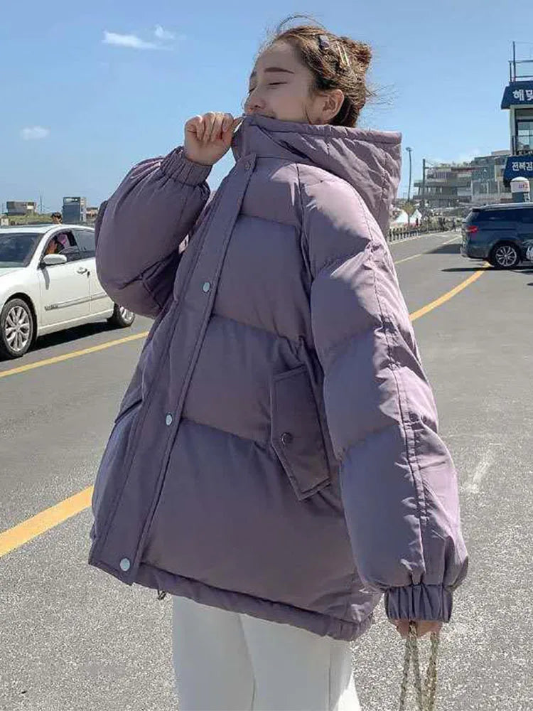 2024 New Women Short Jacket Winter Parkas Thick Hooded Cotton Padded Jackets Coats Female Loose Puffer Parkas Outwear