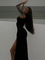 2024 Summer Slit Maxi Dress for Women Elegant Holiday Sexy Sleeveless Club Party Tank Sundresses Solid Clothes