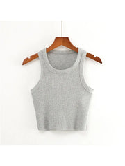 2024 Summer Teen Girls Cropped Tops Elastic Sexy Knit Tanks Sleeveless Short Vest