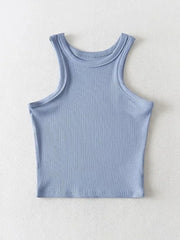 2024 Summer Women Solid Knit Short Tank Tops Strethy Cropped Camis