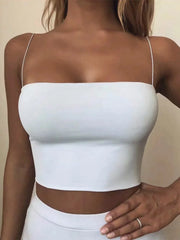 2024 Summer Women’s Crop Top Sexy Elastic Cotton Camis sleeveless Short Tank Top Bar