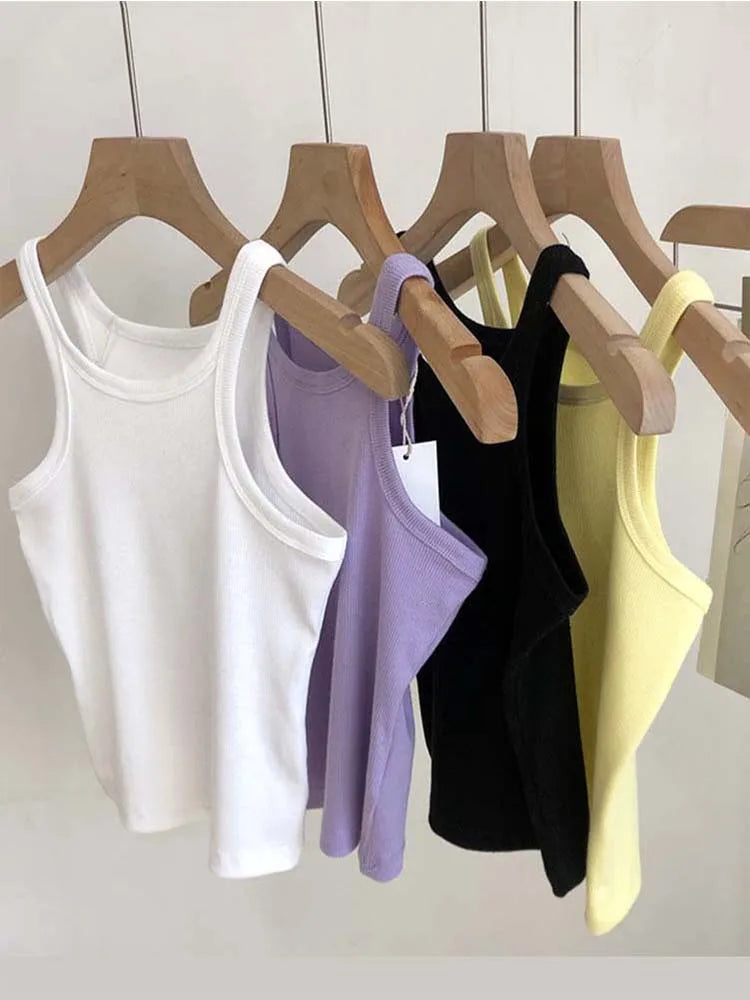 2024 Women Tank Tops Sexy Cropped Top Female Women Summer Camisole Camis Black White Sport Clothes For Women