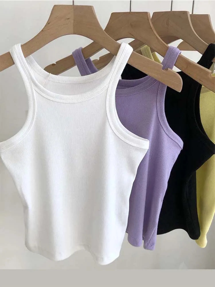 2024 Women Tank Tops Sexy Cropped Top Female Women Summer Camisole Camis Black White Sport Clothes For Women