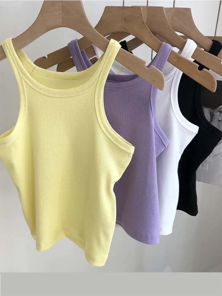 2024 Women Tank Tops Sexy Cropped Top Female Women Summer Camisole Camis Black White Sport Clothes For Women