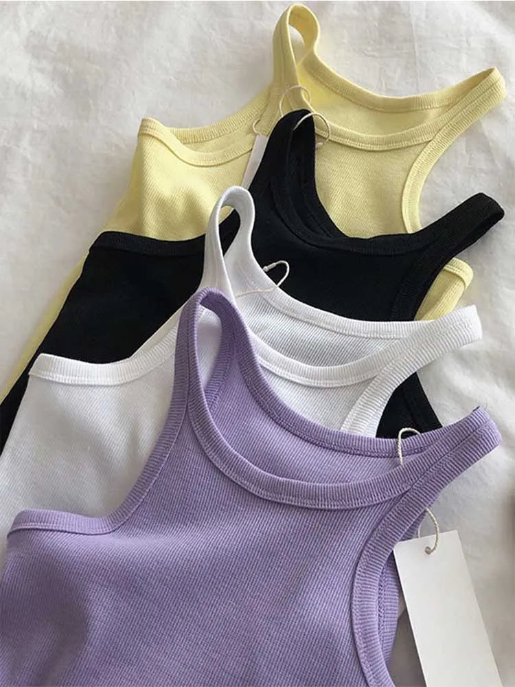 2024 Women Tank Tops Sexy Cropped Top Female Women Summer Camisole Camis Black White Sport Clothes For Women