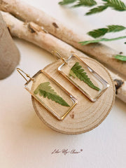 Green Leaf Earrings Dried Flower Earrings