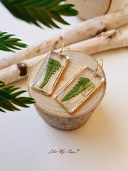 Green Leaf Earrings Dried Flower Earrings