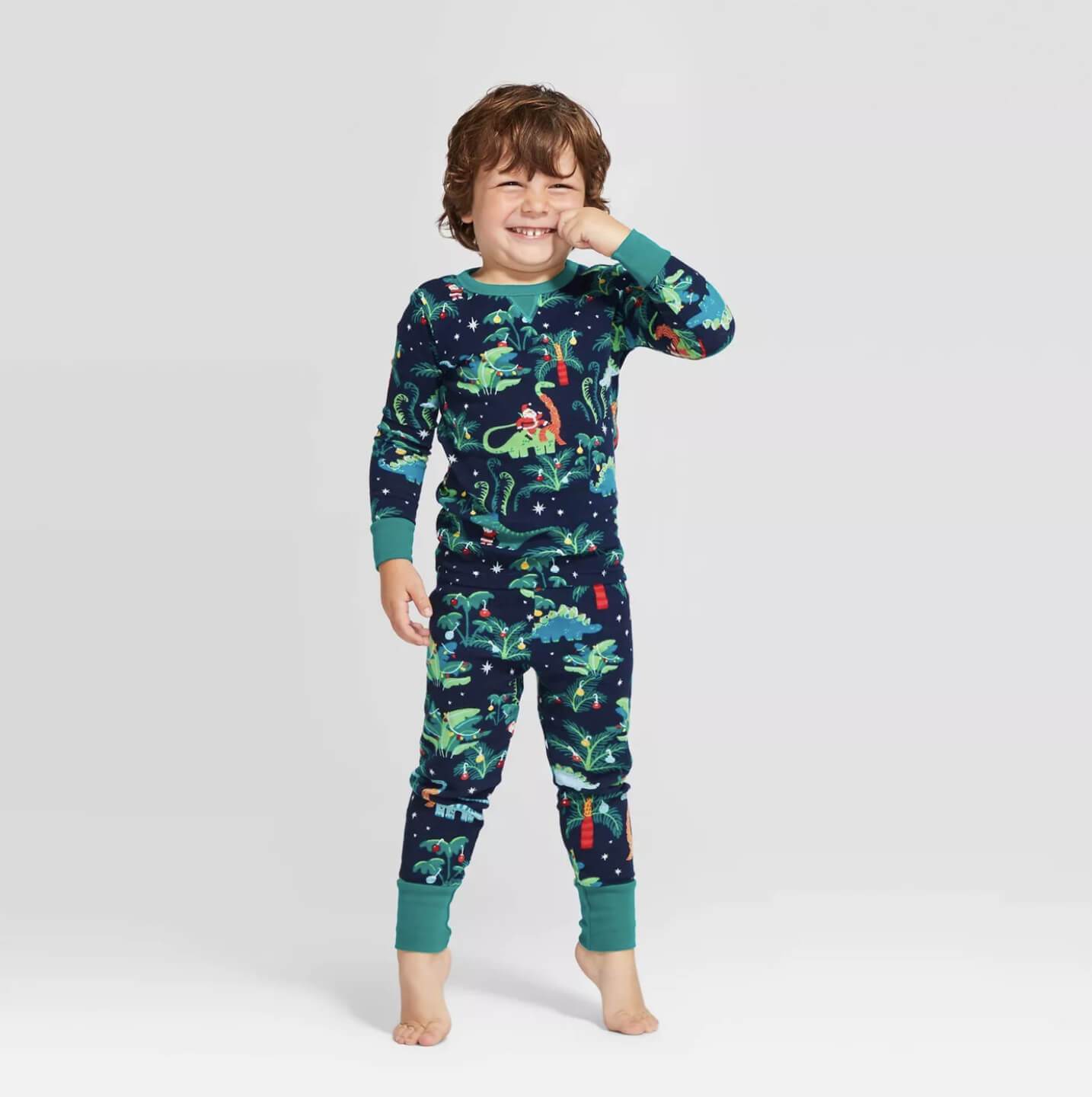 Christmas Dinosaur Patterned Family Matching Pajamas Sets (with Pet Dog Clothes)