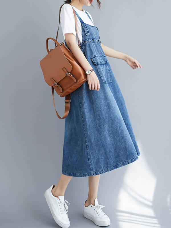 Original Solid Denim Strapless Dress