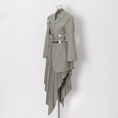 Spring Two Piece Set Blazer Women: Irregular Asymmetric Skirt Design, Fried Street Gas Field Trendy Suit