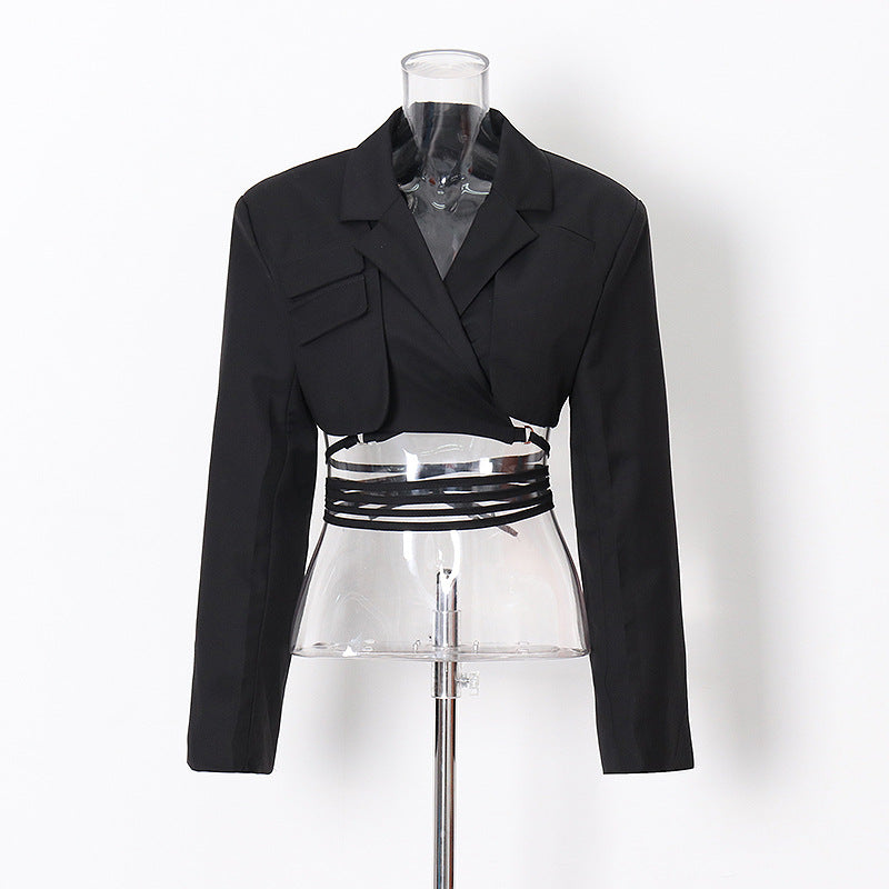 Spring Two Piece Set Blazer Women: Irregular Asymmetric Skirt Design, Fried Street Gas Field Trendy Suit