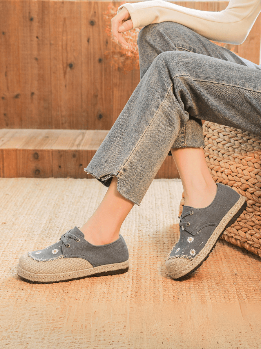 Cactus Rose | Irena Daisy Linen Espadrille - Grey