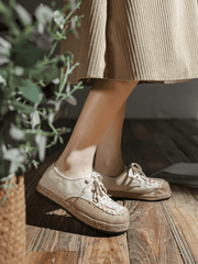 CACTUS ROSE | GARDEN EMBROIDERED LINEN ESPADRILLE SNEAKER - BEIGE