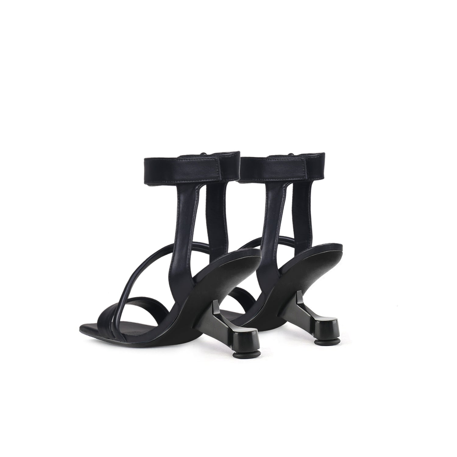 JADY ROSE | GESSI ANKLE STRAP LEATHER HEELED SANDAL - BLACK