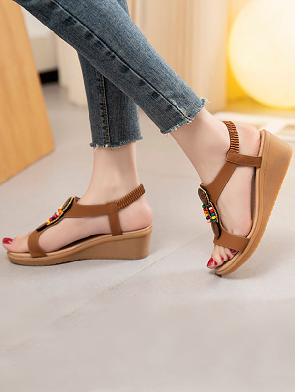 Elasticity Open Toe Peep Toe Sandals Wedges & Flatform