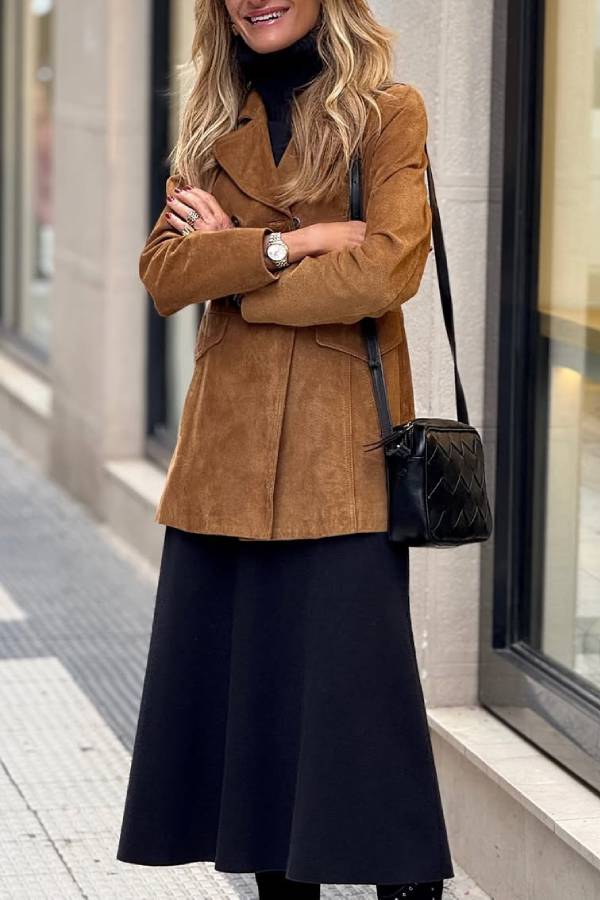 Vintage Brown Women's Suede Trench Coat