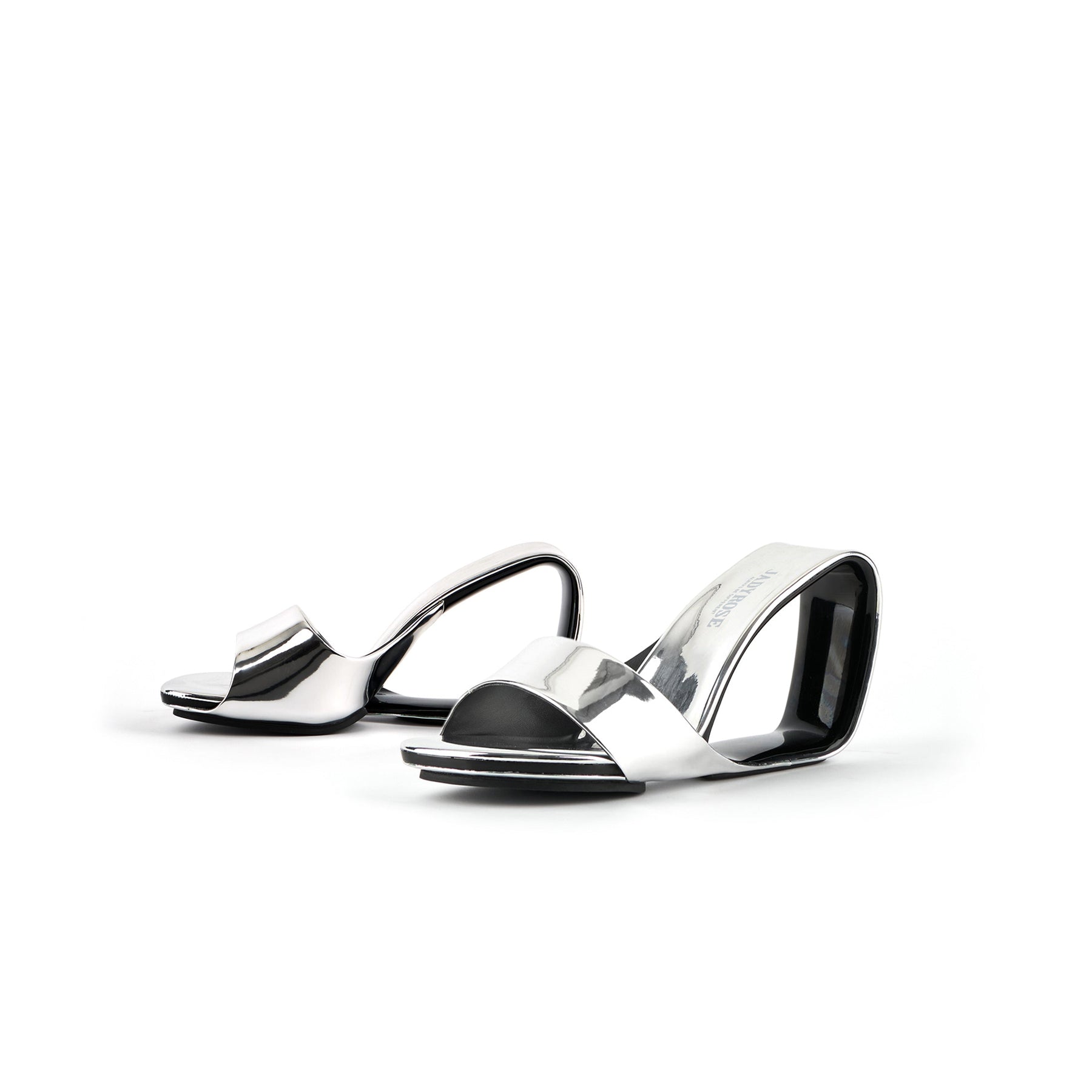 Jady Rose | Set It Straight Leather Wedge Slide - Silver