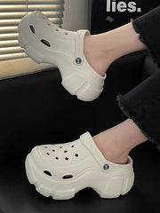 Hollow Round-Toe Crocs Platform Shoes Slider Sandals