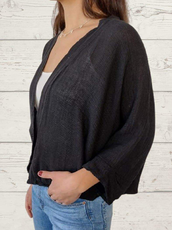 Women's Casual Cotton and Linen Cardigan Jacket