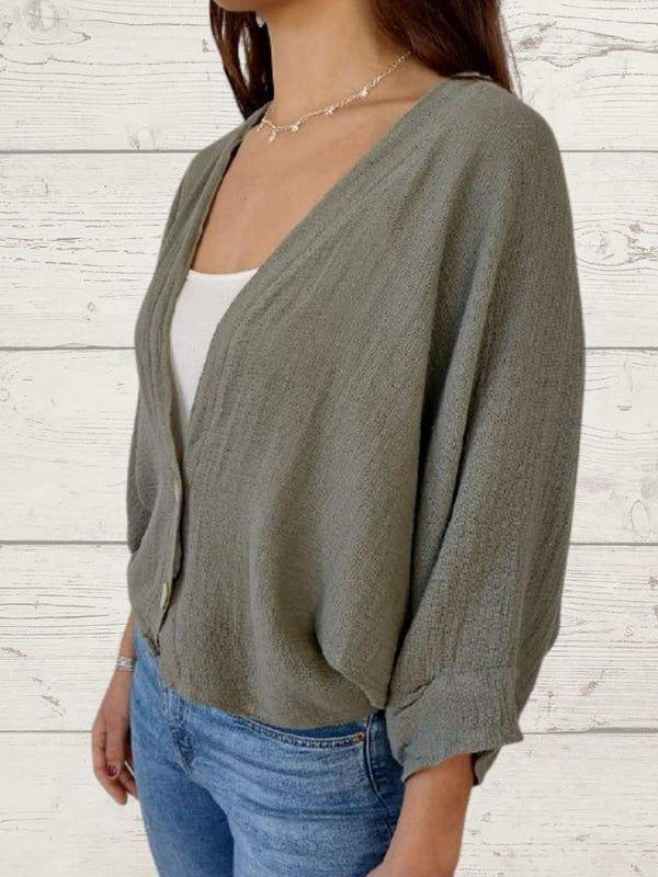 Women's Casual Cotton and Linen Cardigan Jacket