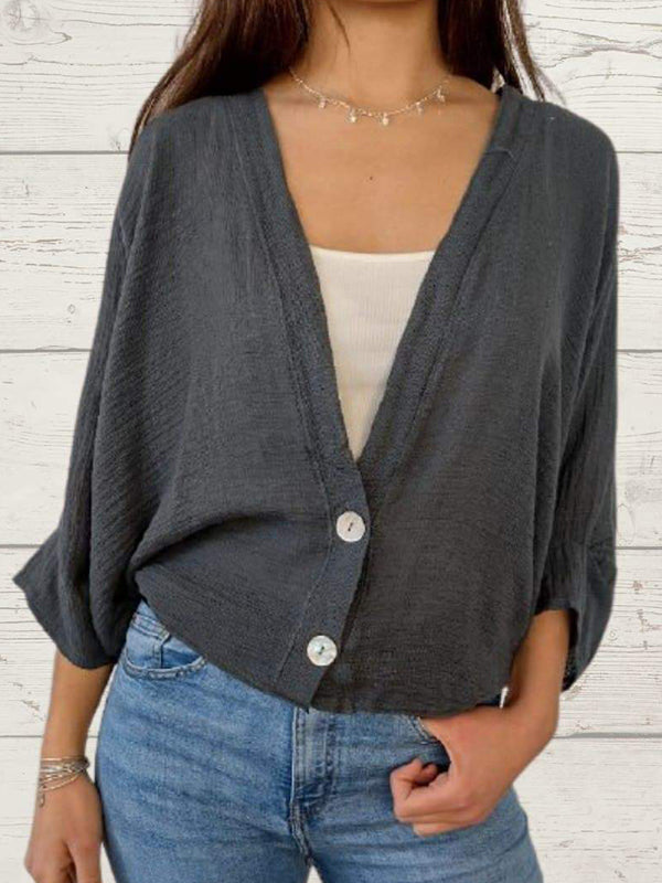 Women's Casual Cotton and Linen Cardigan Jacket