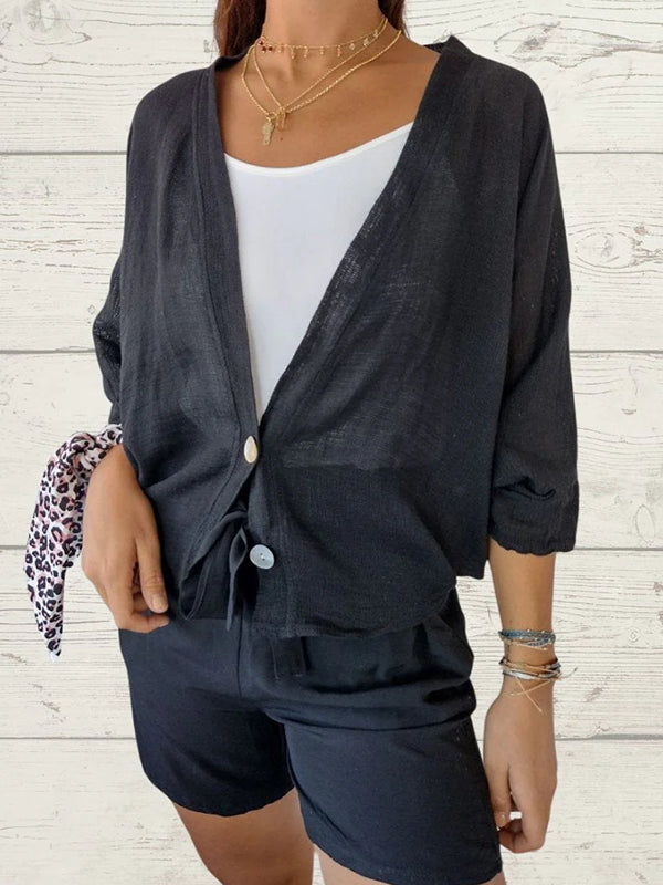 Women's Casual Cotton and Linen Cardigan Jacket