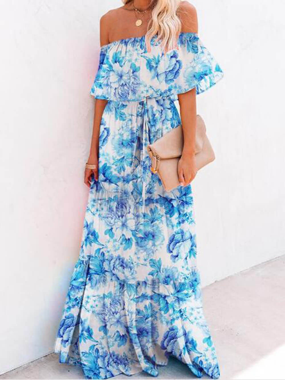 Printed Wrap Maxi Dress