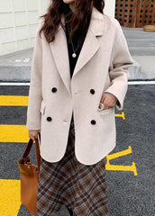 Classic Beige Cashmere Short Coat