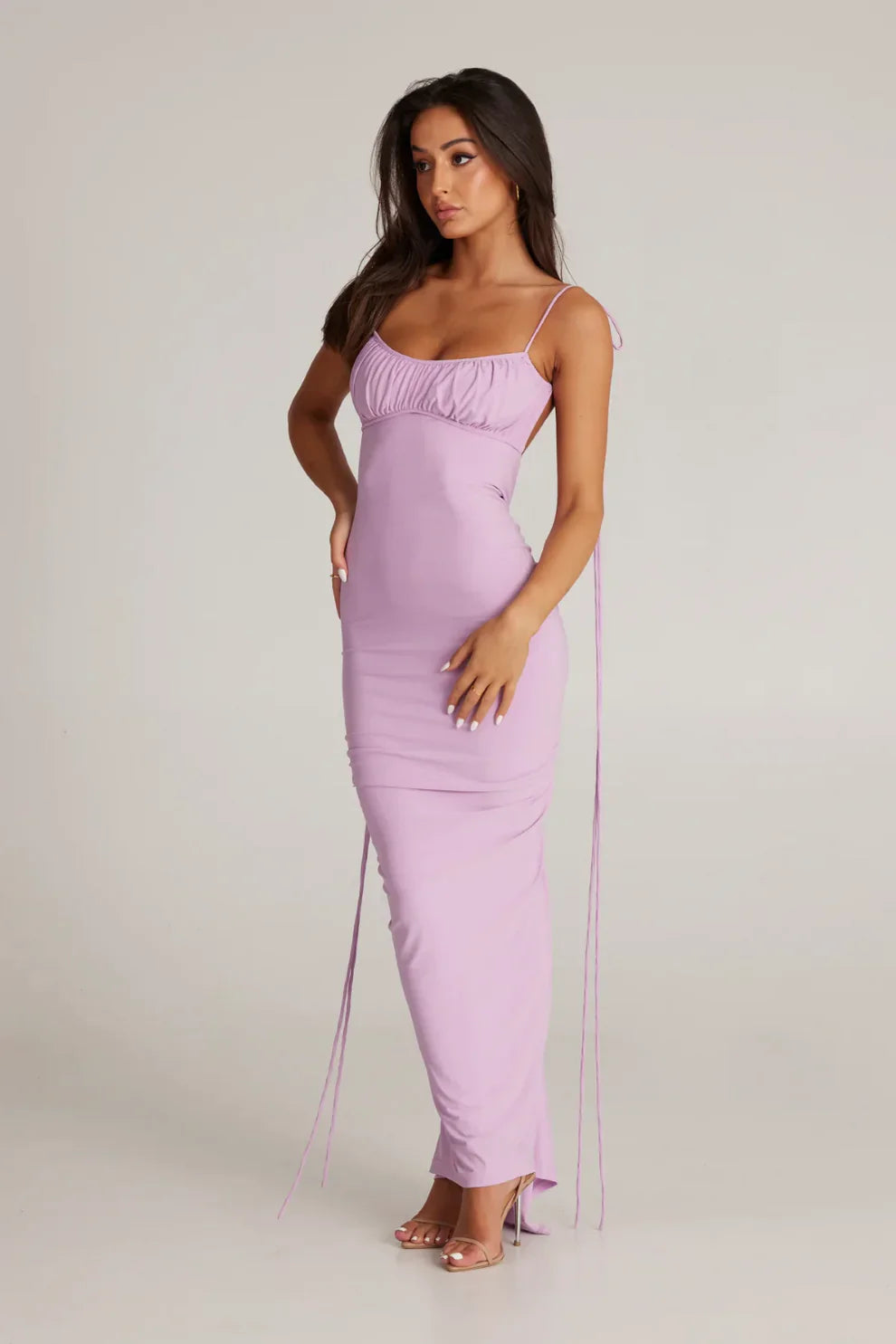 Isabella Grace - Gathered Backless Maxi Dress