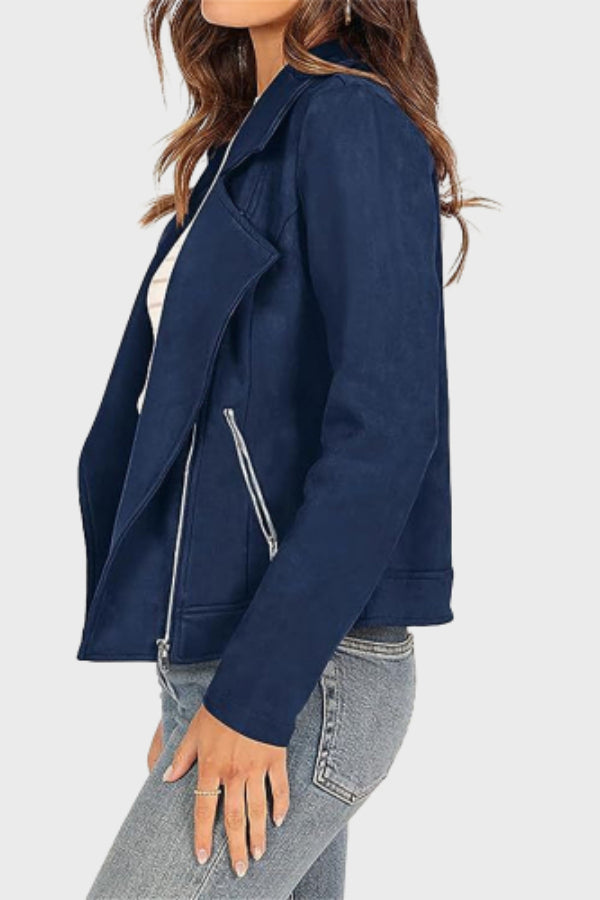 Timeless Suede Cropped Biker Jacket