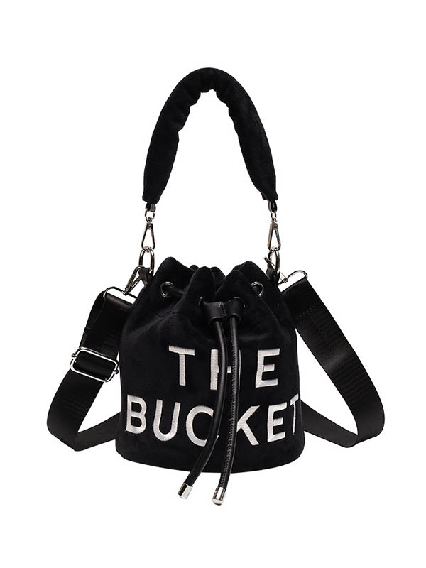 Drawstring Letter Print Crossbody Bags Handbags