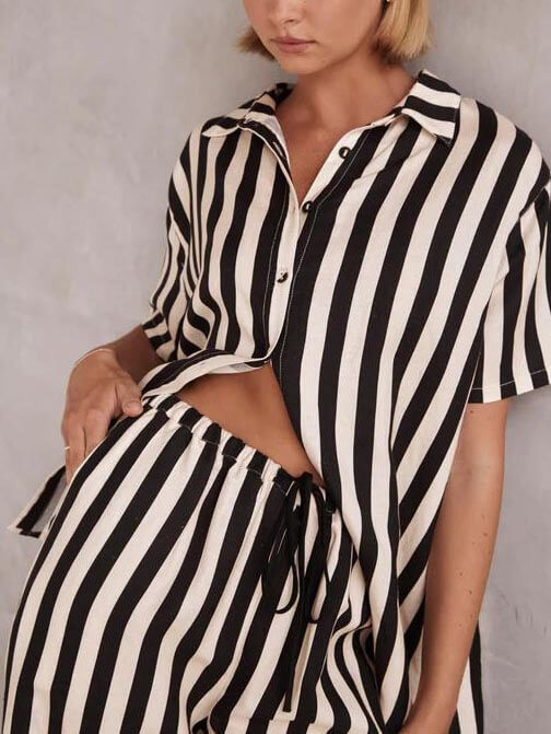 Resort Casual Striped Loose Shirt