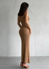 Caramel Ribbed Sleeveless Maxi Dress