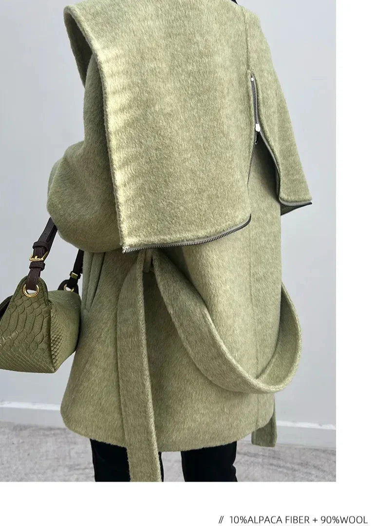 Alpaca Wool Blend Belted Coat