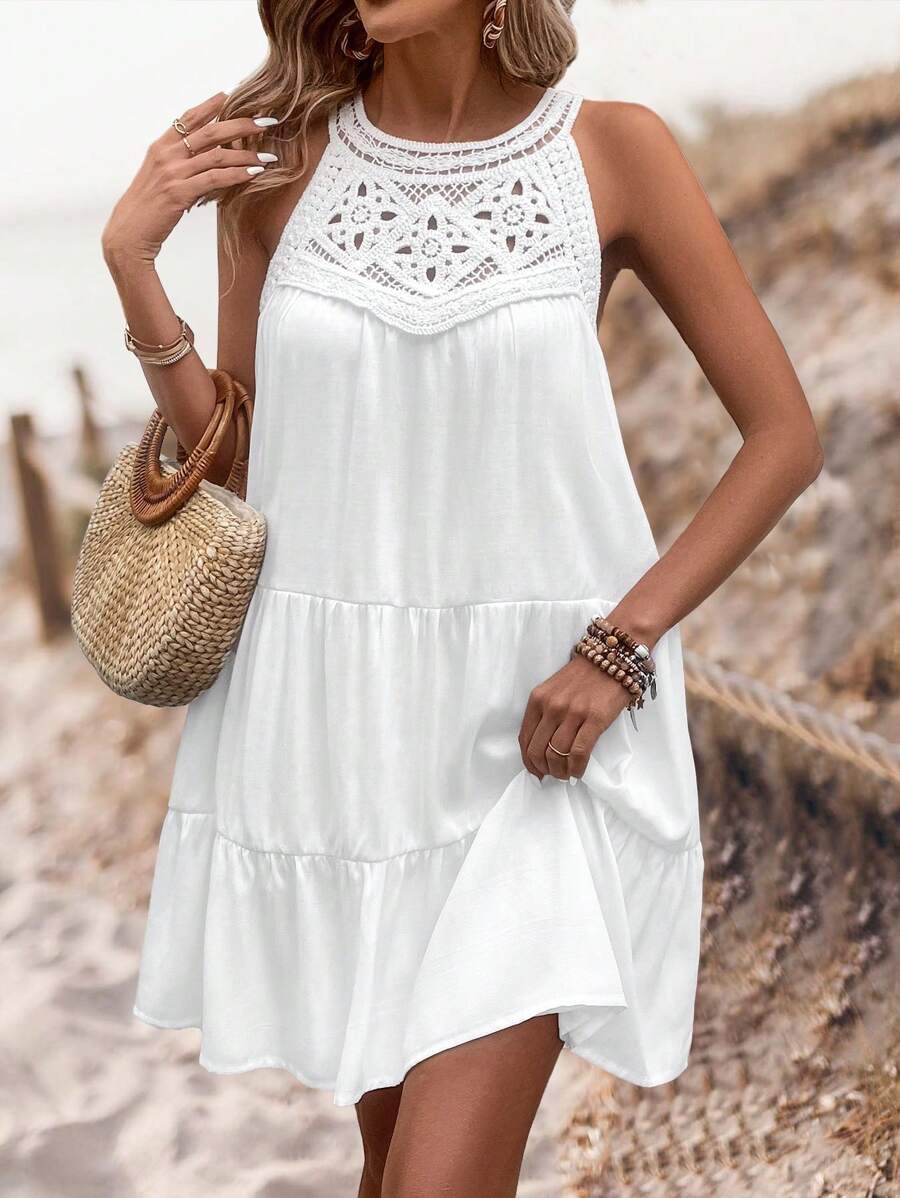 Amelia - Boho White Lace Mini Dress