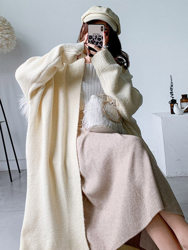 Urban Simple Loose Solid Color Knitting Cardigan Coat