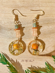 Epoxy Dried Flower Gold Foil Earrings