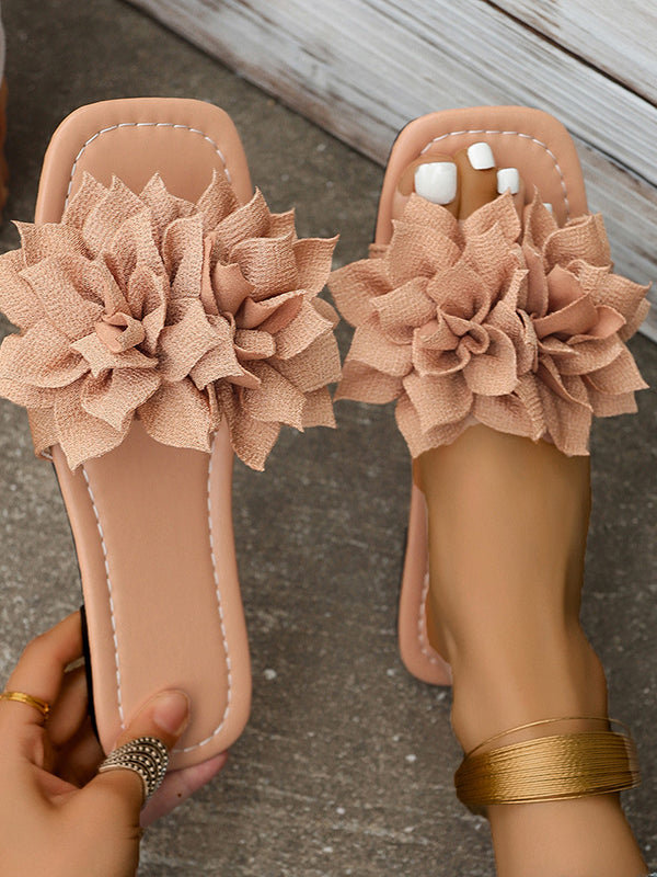 Flower Shape Open Toe Split-Joint Flat Shoes Slippers