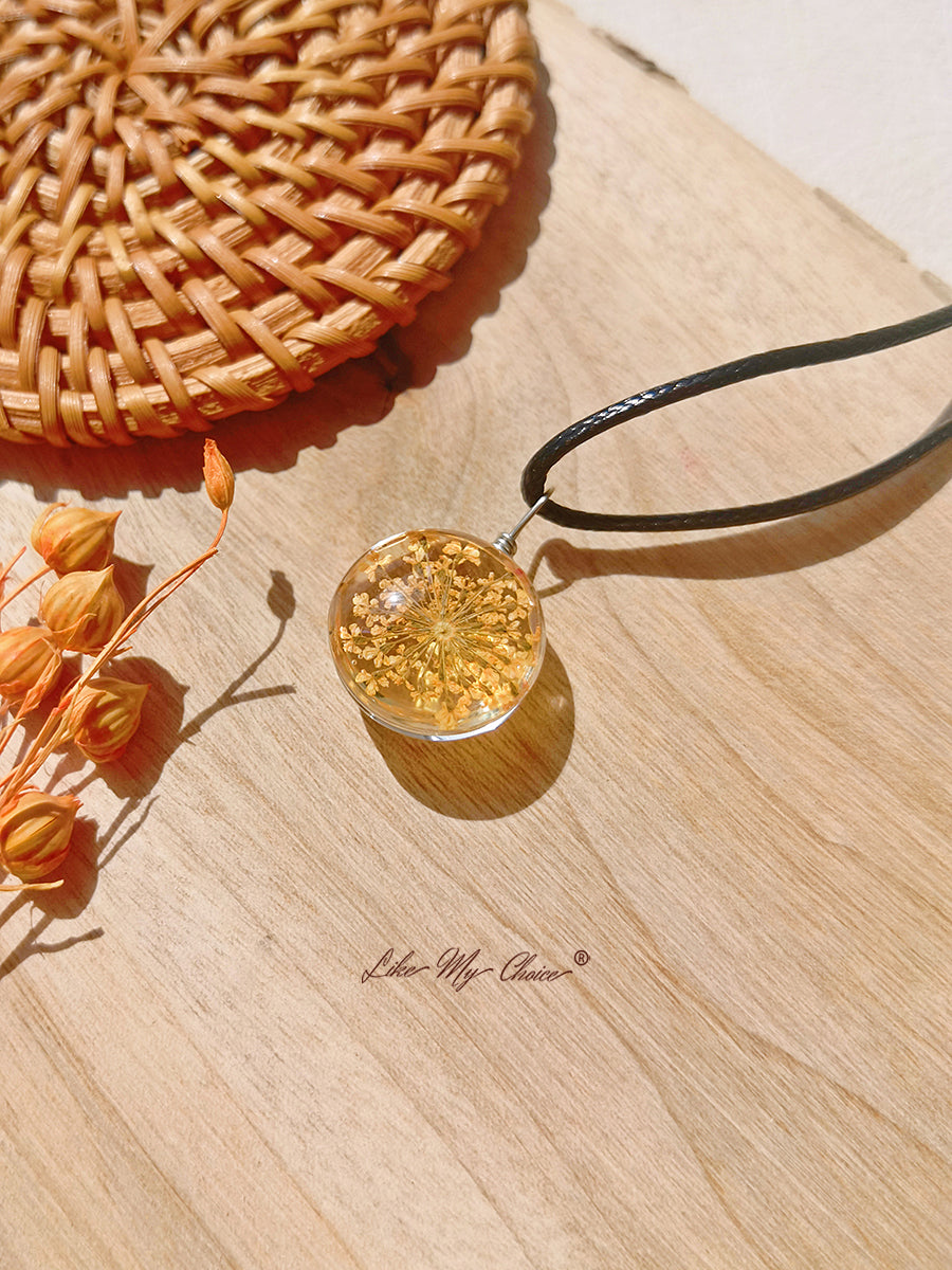 Baby Breath Stained Glass Botanical  Necklace