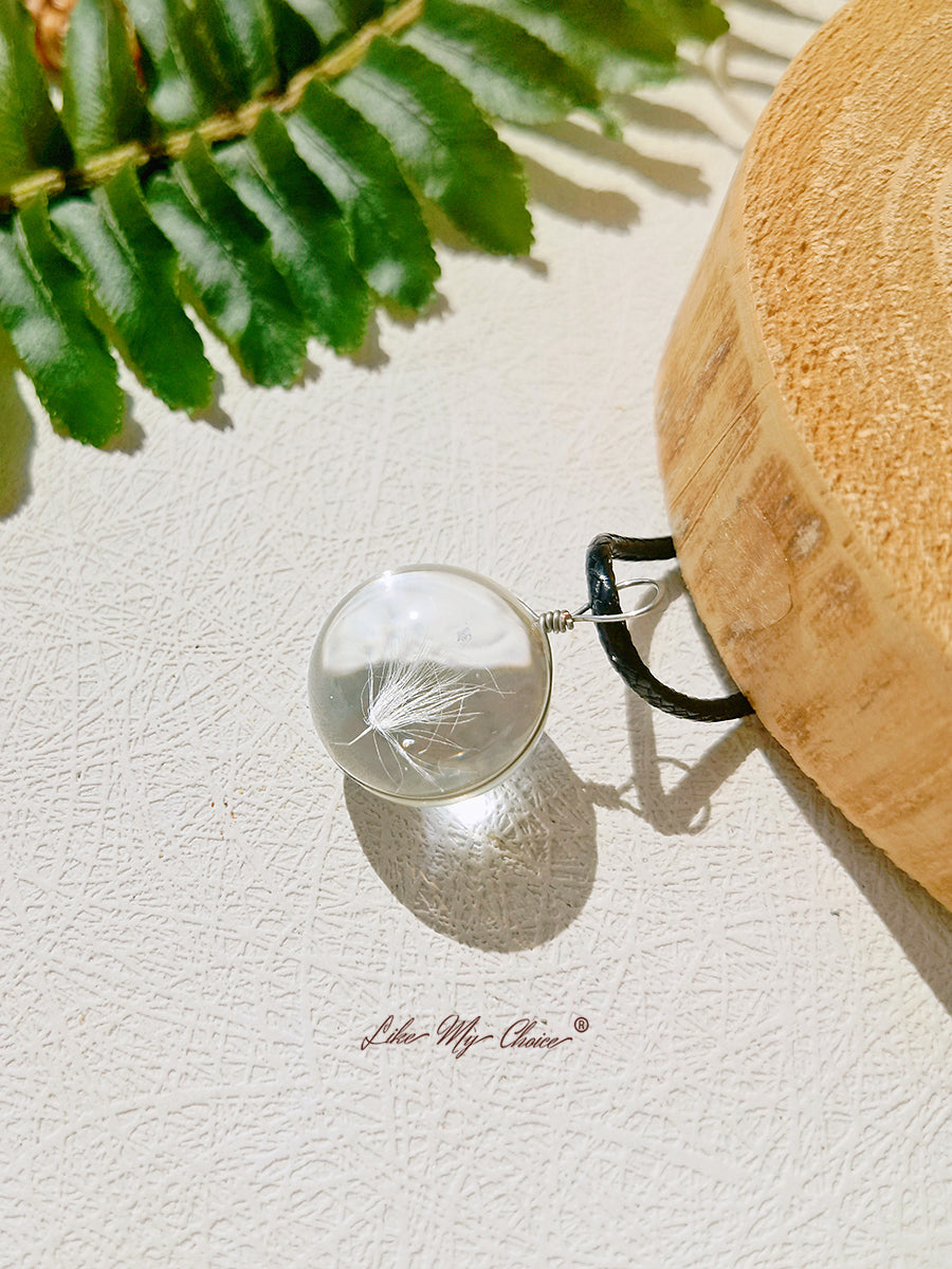 Dandelion Crystal Ball Pendant Necklace