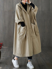 Original Solid Hooded Trench Coats