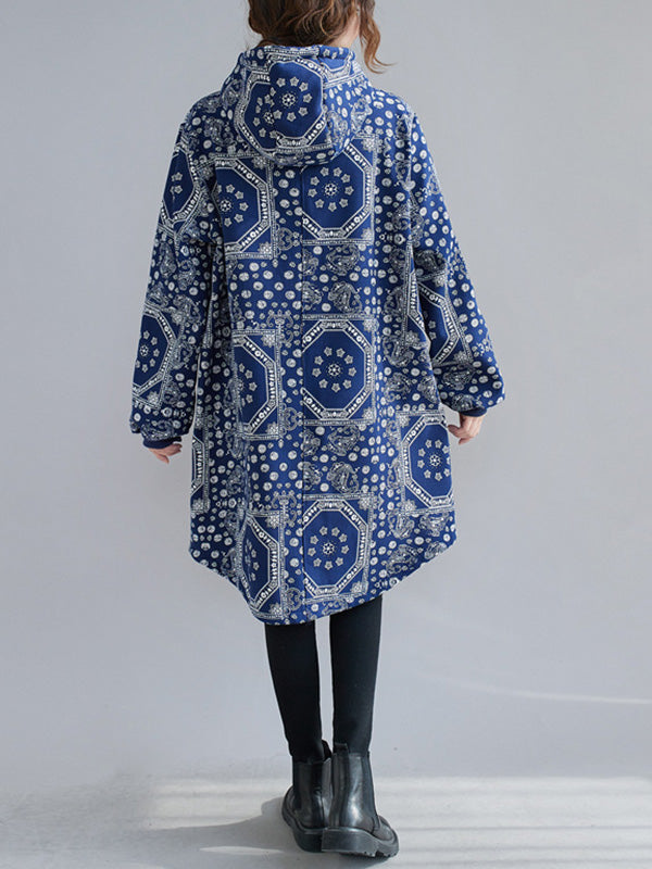 Vintage Ramie Cotton Printing Outerwear&Coat