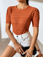 Delphina Perforated Knit Top - Persimmon