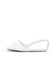 JADY ROSE | MADEMOISELLE BELLE LEATHER WEDGE SLIDE - WHITE